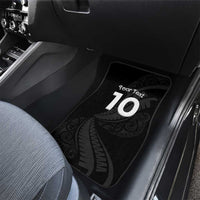 New Zealand Rugby Car Mats Sporty Silver Fern Shape with Maori Tattoos - Polynesian Pride