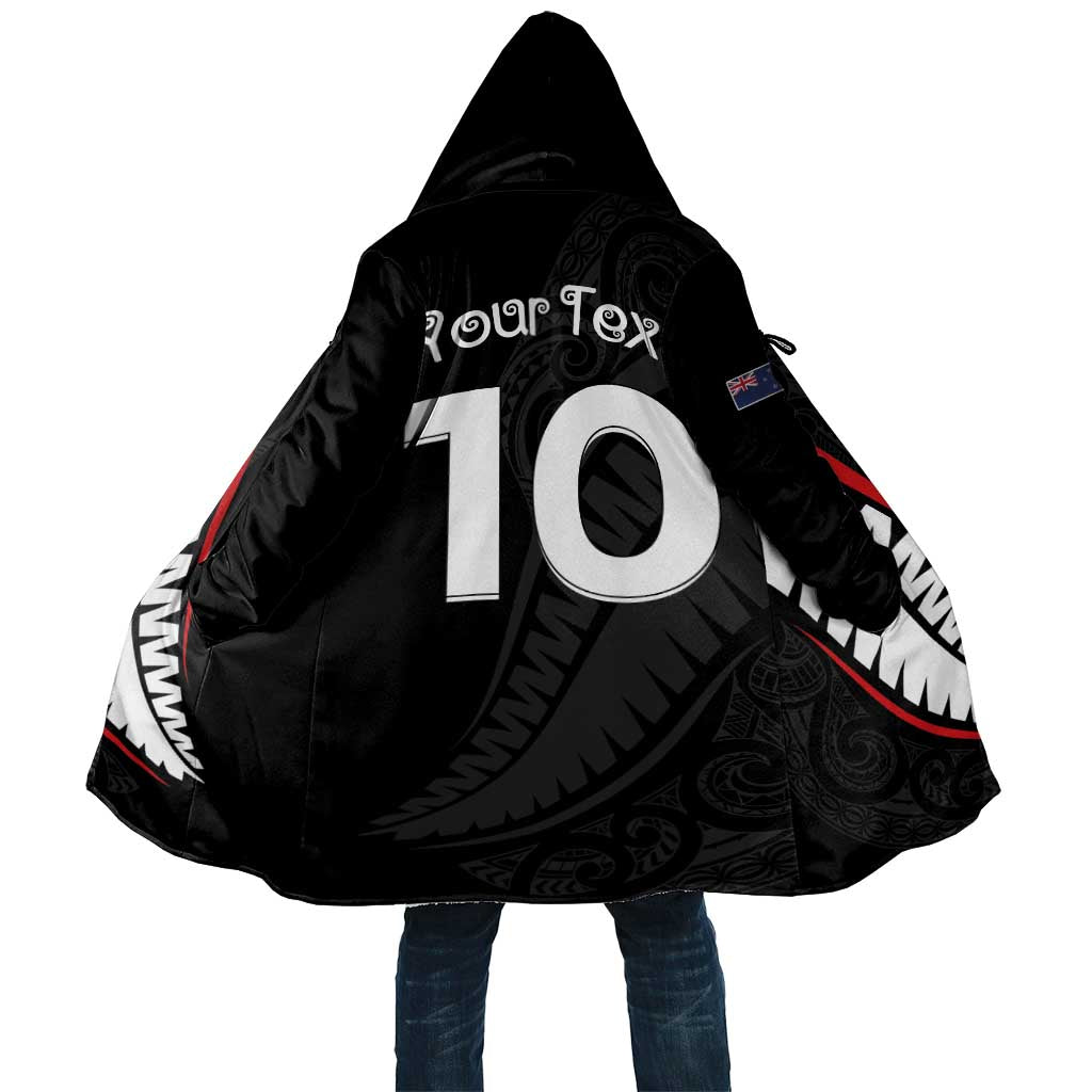 New Zealand Rugby Custom Cloak Sporty Silver Fern Shape with Maori Tattoos - Polynesian Pride
