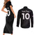 New Zealand Rugby Custom Couples Matching Short Sleeve Bodycon Dress and Long Sleeve Button Shirt Sporty Silver Fern Shape with Maori Tattoos - Polynesian Pride