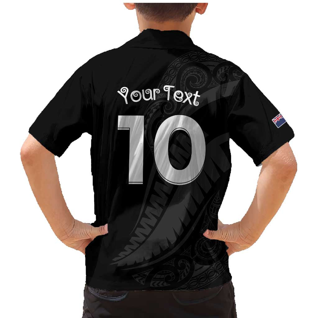 New Zealand Rugby Custom Family Matching Mermaid Dress and Hawaiian Shirt Sporty Silver Fern Shape with Maori Tattoos - Polynesian Pride