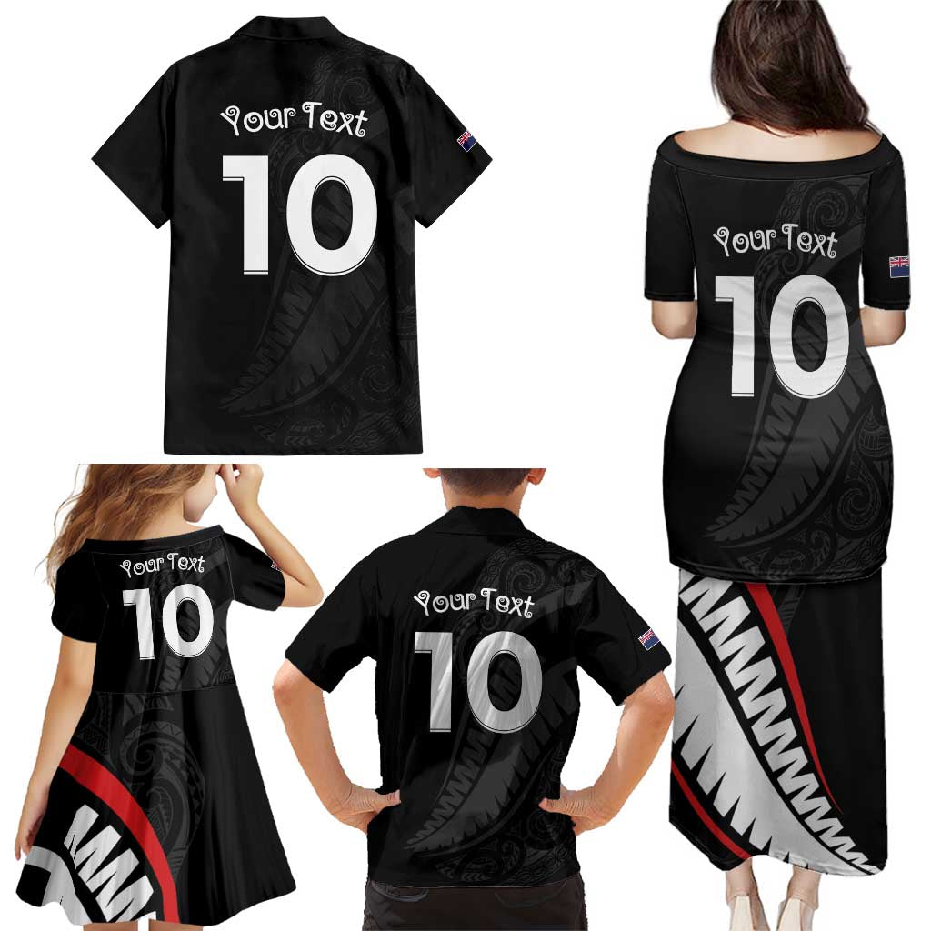 New Zealand Rugby Custom Family Matching Puletasi and Hawaiian Shirt Sporty Silver Fern Shape with Maori Tattoos LT03 - Polynesian Pride