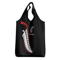 New Zealand Rugby Grocery Bag Sporty Silver Fern Shape with Maori Tattoos - Polynesian Pride