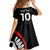 New Zealand Rugby Custom Kid Short Sleeve Dress Sporty Silver Fern Shape with Maori Tattoos - Polynesian Pride