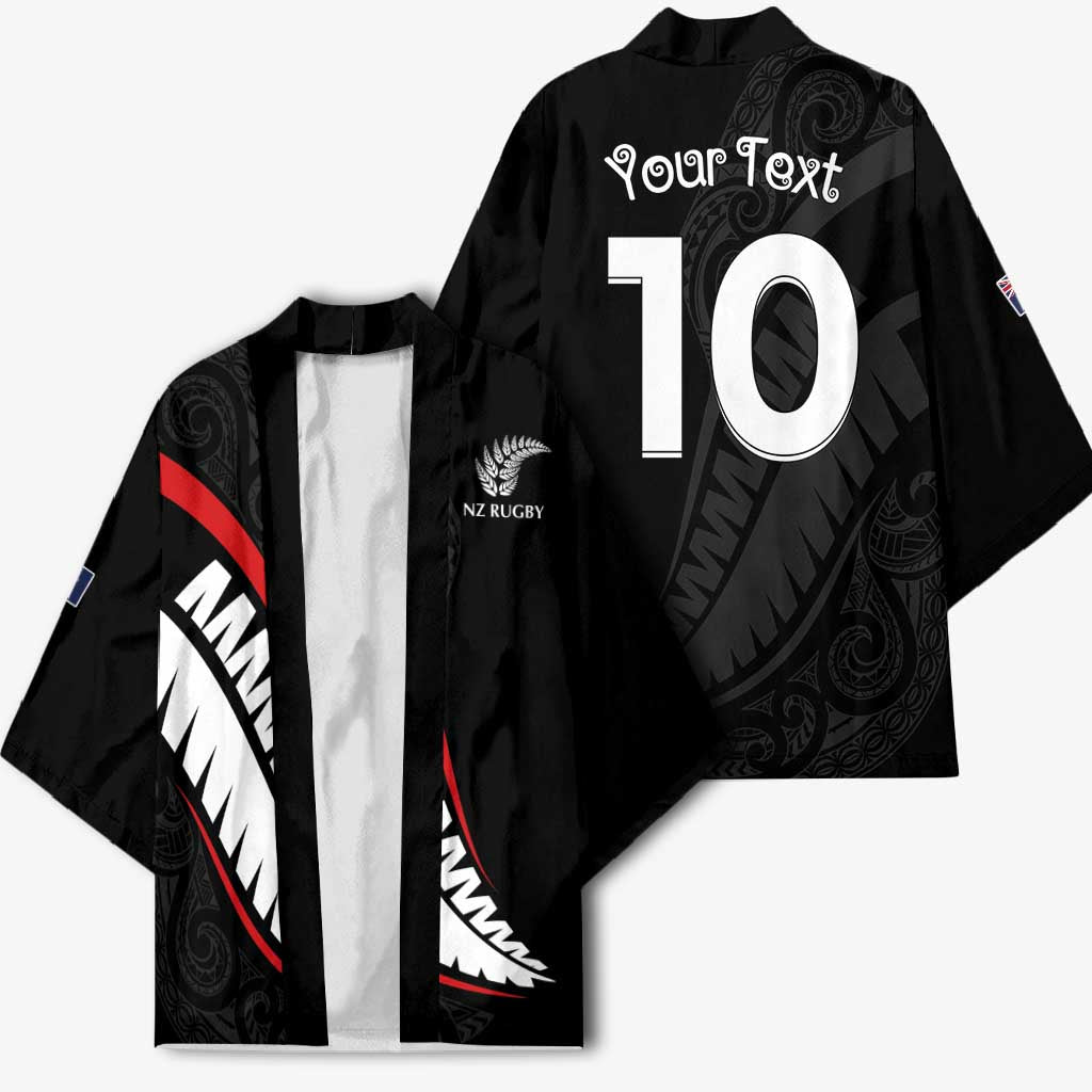 New Zealand Rugby Custom Kimono Sporty Silver Fern Shape with Maori Tattoos - Polynesian Pride