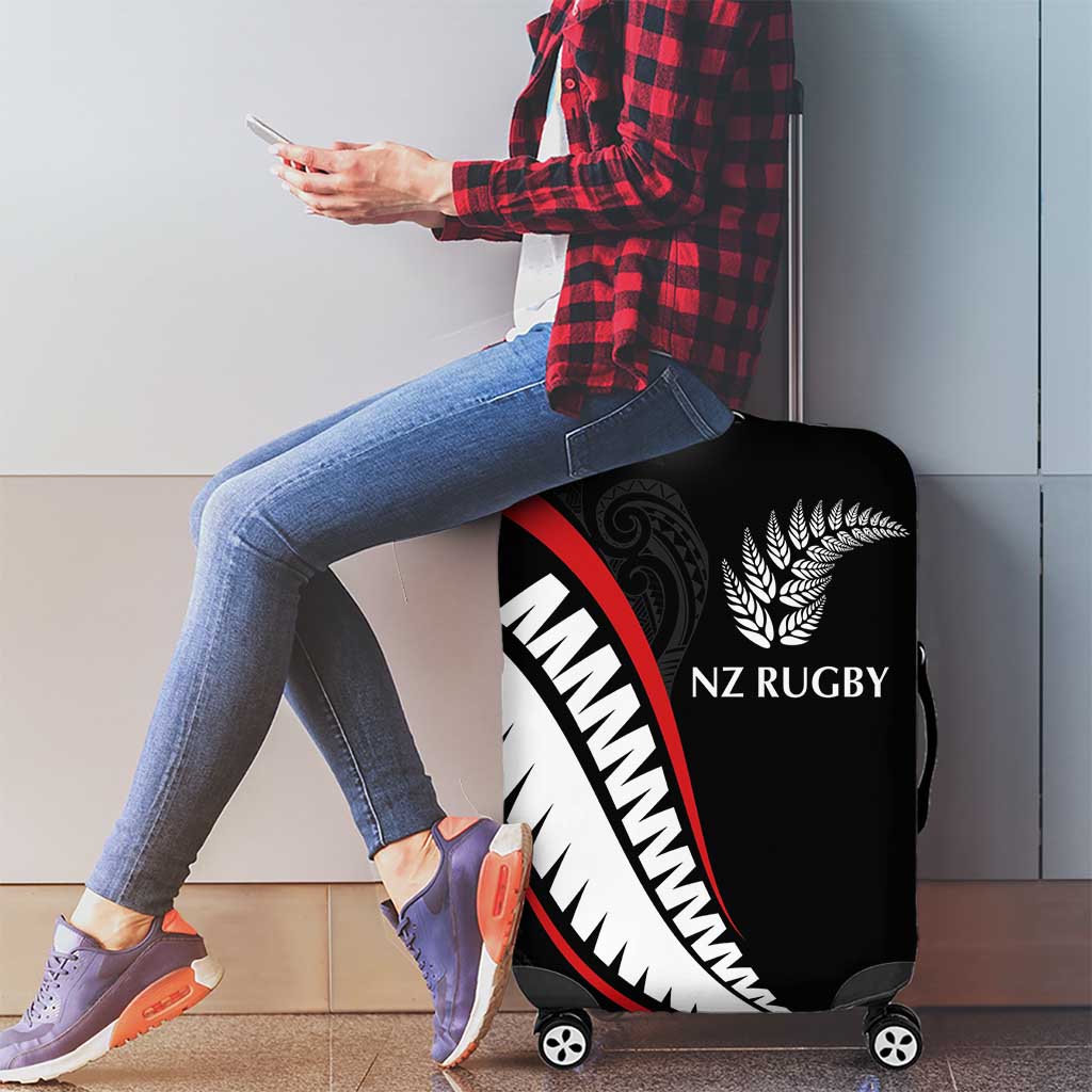 New Zealand Rugby Luggage Cover Sporty Silver Fern Shape with Maori Tattoos - Polynesian Pride