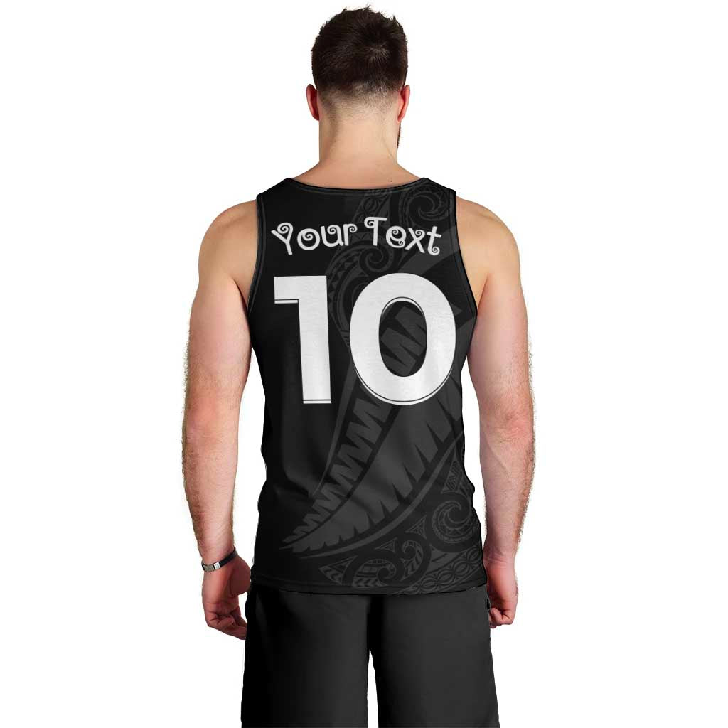 New Zealand Rugby Custom Men Tank Top Sporty Silver Fern Shape with Maori Tattoos - Polynesian Pride