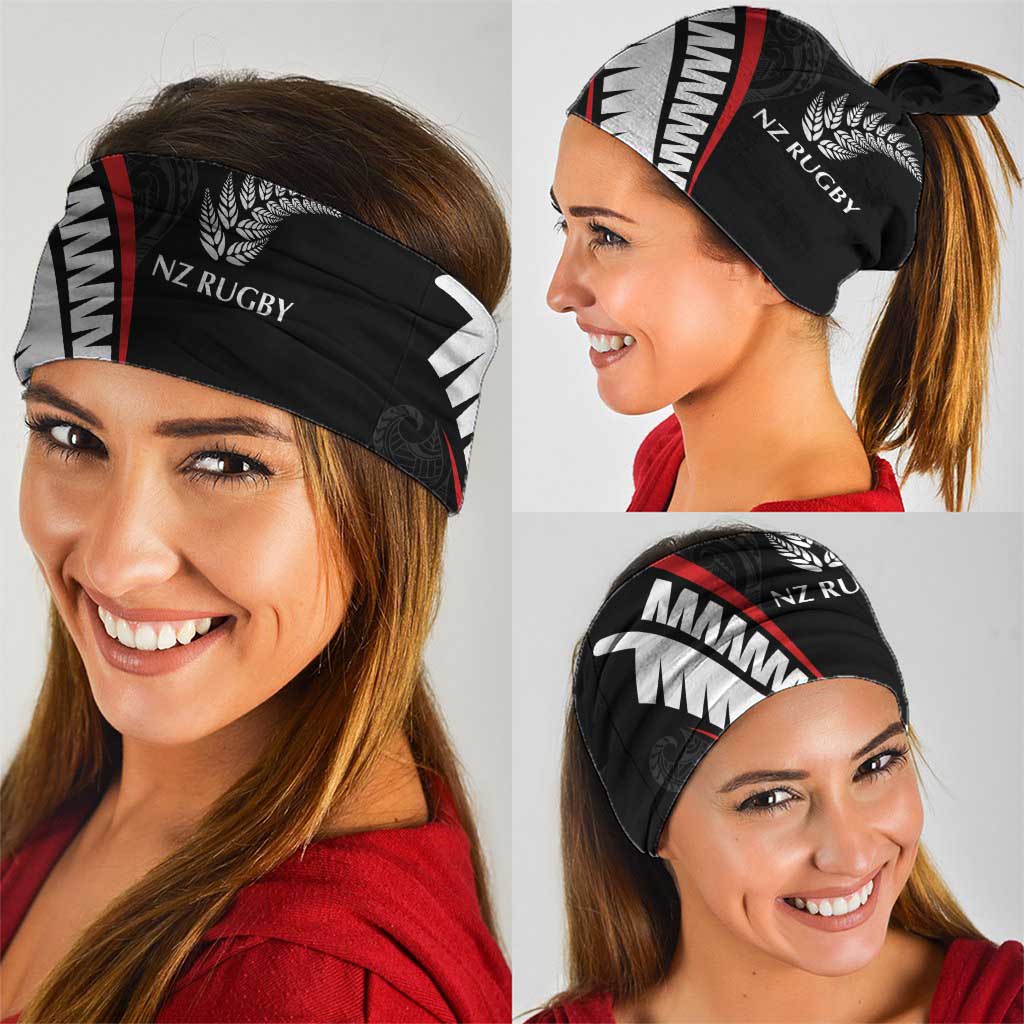 New Zealand Rugby Neck Gaiter Sporty Silver Fern Shape with Maori Tattoos - Polynesian Pride