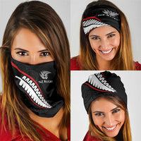 New Zealand Rugby Neck Gaiter Sporty Silver Fern Shape with Maori Tattoos - Polynesian Pride