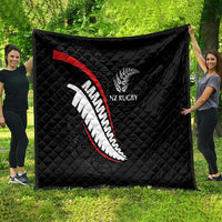 New Zealand Rugby Quilt Sporty Silver Fern Shape with Maori Tattoos - Polynesian Pride