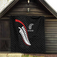 New Zealand Rugby Quilt Sporty Silver Fern Shape with Maori Tattoos - Polynesian Pride