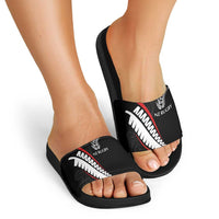 New Zealand Rugby Slide Sandals Sporty Silver Fern Shape with Maori Tattoos - Polynesian Pride