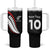 New Zealand Rugby Custom Tumbler With Handle Sporty Silver Fern Shape with Maori Tattoos - Polynesian Pride