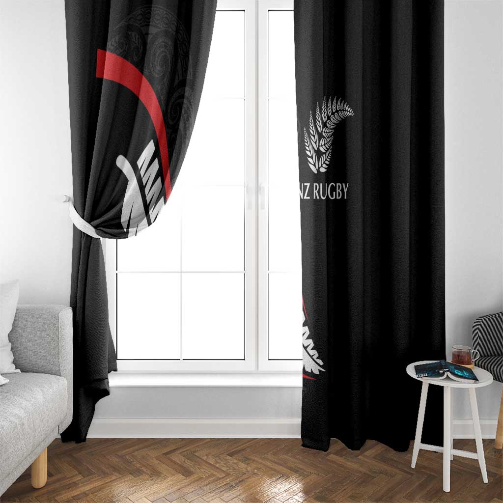 New Zealand Rugby Window Curtain Sporty Silver Fern Shape with Maori Tattoos - Polynesian Pride