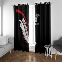 New Zealand Rugby Window Curtain Sporty Silver Fern Shape with Maori Tattoos - Polynesian Pride