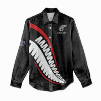 New Zealand Rugby Custom Women Casual Shirt Sporty Silver Fern Shape with Maori Tattoos - Polynesian Pride