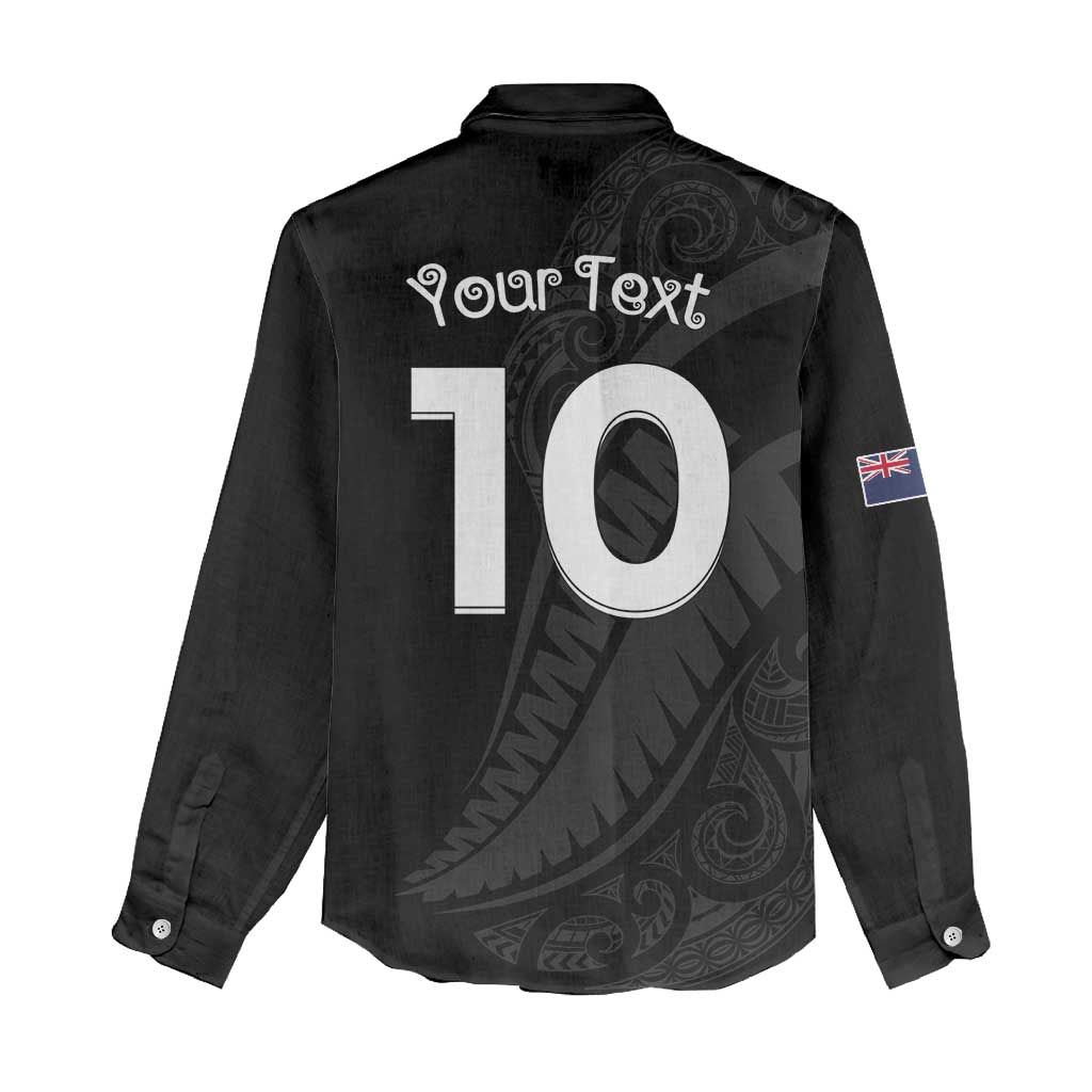 New Zealand Rugby Custom Women Casual Shirt Sporty Silver Fern Shape with Maori Tattoos - Polynesian Pride