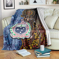 Samoa and Australia Together Blanket Kangaroo and Tribal Hibiscus Aboriginal Pattern