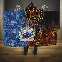 Samoa and Australia Together Hooded Blanket Kangaroo and Tribal Hibiscus Aboriginal Pattern