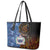 Samoa and Australia Together Leather Tote Bag Kangaroo and Tribal Hibiscus Aboriginal Pattern