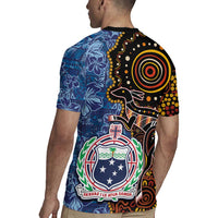 Samoa and Australia Together Rugby Jersey Kangaroo and Tribal Hibiscus Aboriginal Pattern
