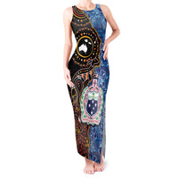 Samoa and Australia Together Tank Maxi Dress Kangaroo and Tribal Hibiscus Aboriginal Pattern