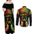 Personalised Pohnpei Independence Day Couples Matching Off Shoulder Maxi Dress and Long Sleeve Button Shirt Polynesian Tattoo and Plumeria Reggae Color