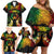 Personalised Pohnpei Independence Day Family Matching Off Shoulder Short Dress and Hawaiian Shirt Polynesian Tattoo and Plumeria Reggae Color