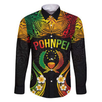 Personalised Pohnpei Independence Day Family Matching Puletasi and Hawaiian Shirt Polynesian Tattoo and Plumeria Reggae Color