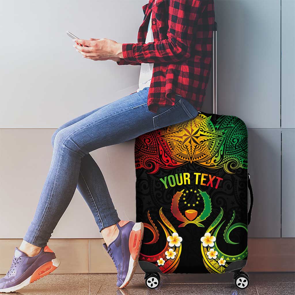 Personalised Pohnpei Independence Day Luggage Cover Polynesian Tattoo and Plumeria Reggae Color