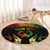 Personalised Pohnpei Independence Day Round Carpet Polynesian Tattoo and Plumeria Reggae Color