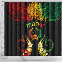 Personalised Pohnpei Independence Day Shower Curtain Polynesian Tattoo and Plumeria Reggae Color