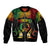 Personalised Pohnpei Independence Day Sleeve Zip Bomber Jacket Polynesian Tattoo and Plumeria Reggae Color