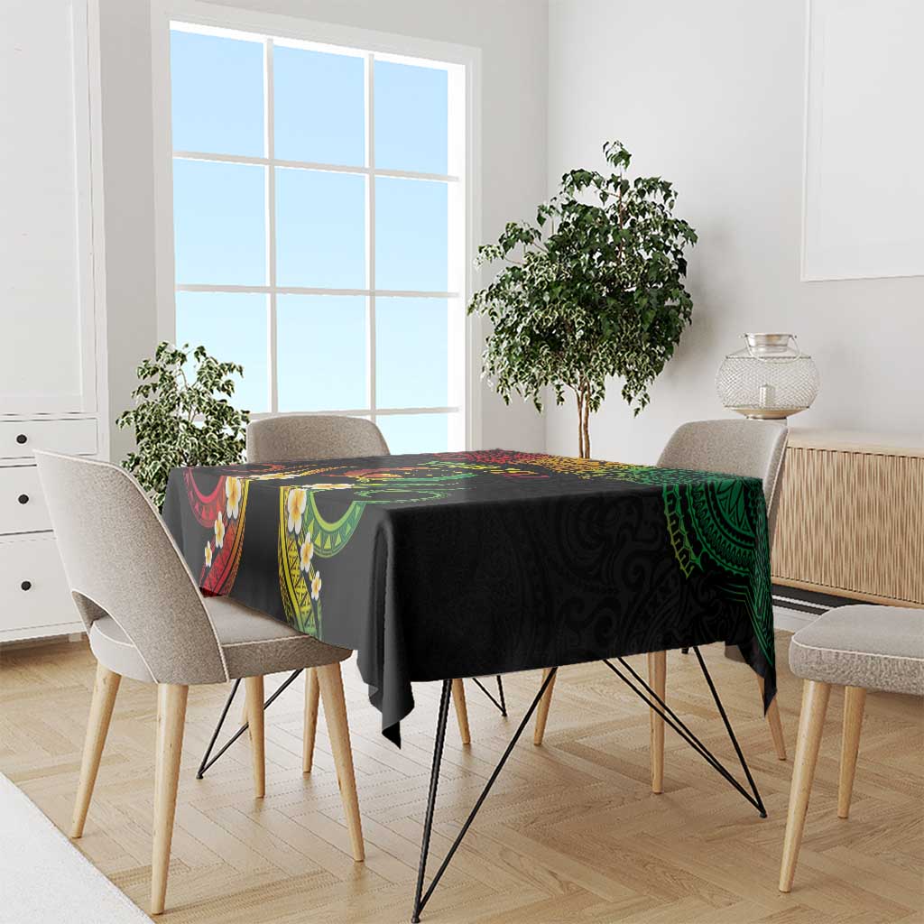 Personalised Pohnpei Independence Day Tablecloth Polynesian Tattoo and Plumeria Reggae Color