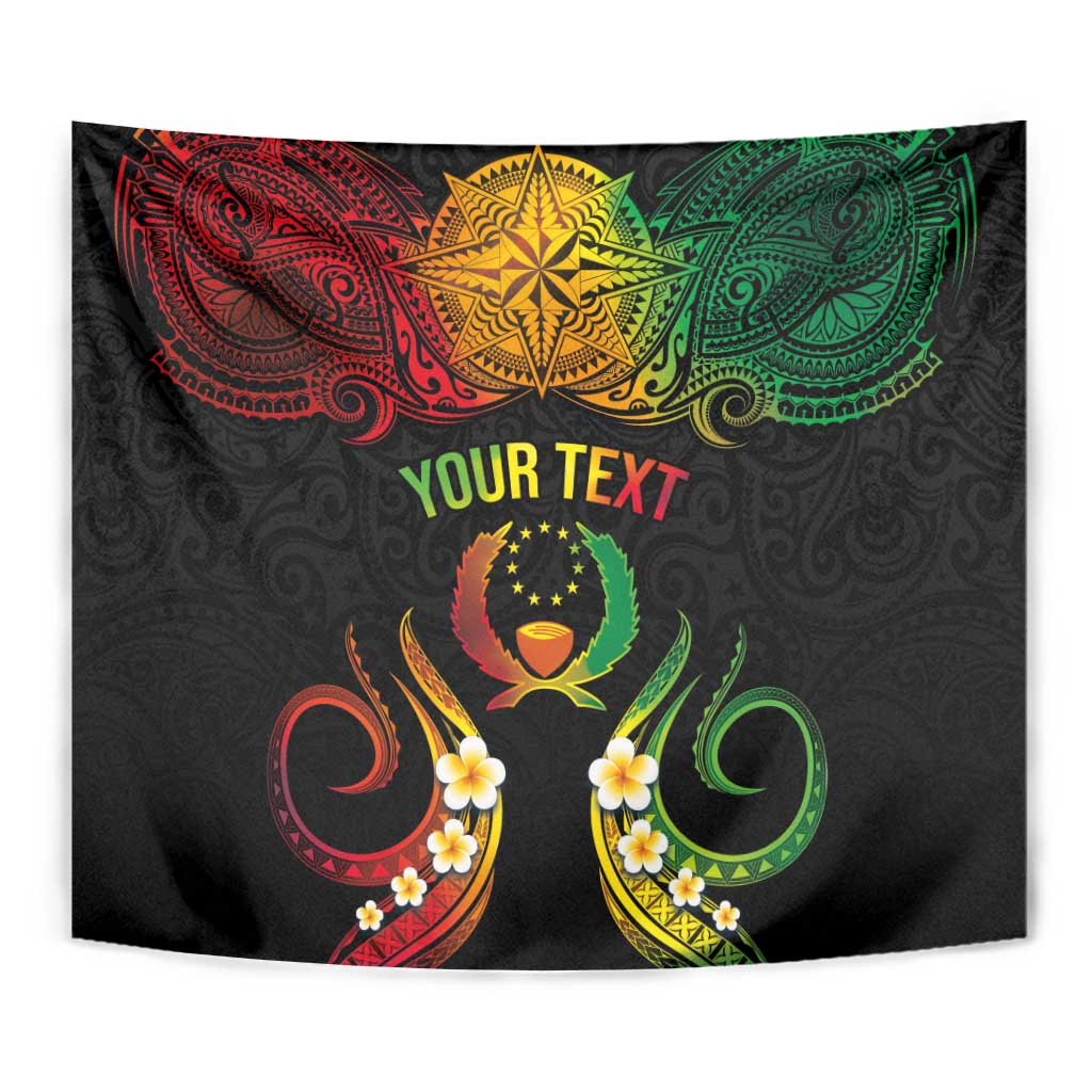 Personalised Pohnpei Independence Day Tapestry Polynesian Tattoo and Plumeria Reggae Color