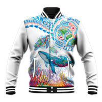 Hawaiian Turtles and Whales Baseball Jacket Polynesian Tropical Tattoo Ocean Style LT03 Unisex Multicolor - Polynesian Pride