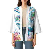 Hawaiian Turtles and Whales Kimono Polynesian Tropical Tattoo Ocean Style LT03 - Polynesian Pride
