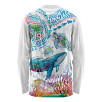 Hawaiian Turtles and Whales Long Sleeve Shirt Polynesian Tropical Tattoo Ocean Style LT03 - Polynesian Pride
