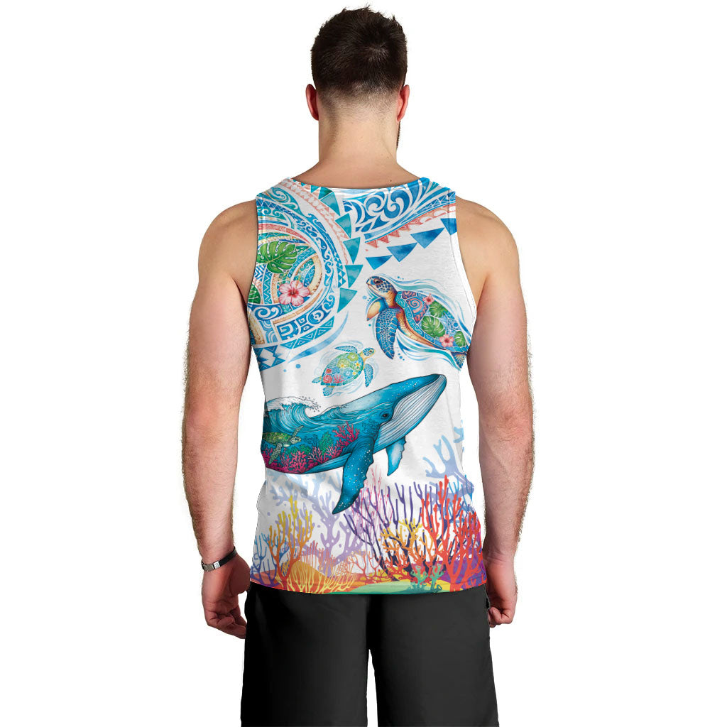 Hawaiian Turtles and Whales Men Tank Top Polynesian Tropical Tattoo Ocean Style LT03 - Polynesian Pride