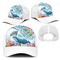 Hawaiian Turtles and Whales Mesh Trucker Cap Polynesian Tropical Tattoo Ocean Style LT03 - Polynesian Pride