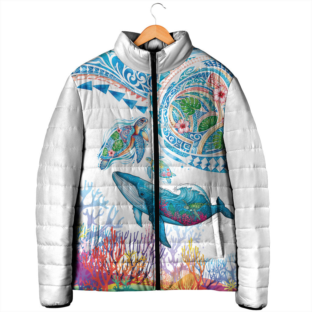 Hawaiian Turtles and Whales Padded Jacket Polynesian Tropical Tattoo Ocean Style LT03 - Polynesian Pride