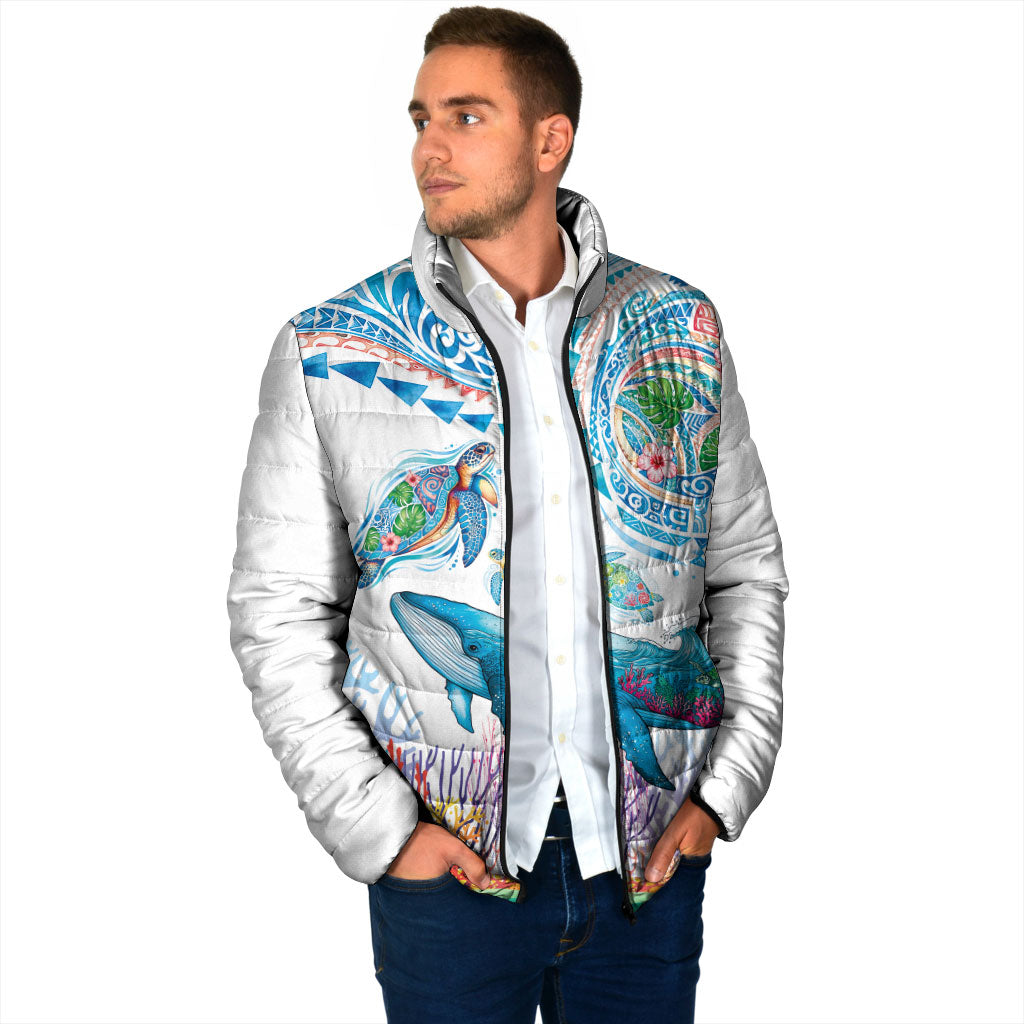 Hawaiian Turtles and Whales Padded Jacket Polynesian Tropical Tattoo Ocean Style LT03 - Polynesian Pride