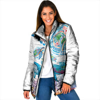 Hawaiian Turtles and Whales Padded Jacket Polynesian Tropical Tattoo Ocean Style LT03 Women Multicolor - Polynesian Pride