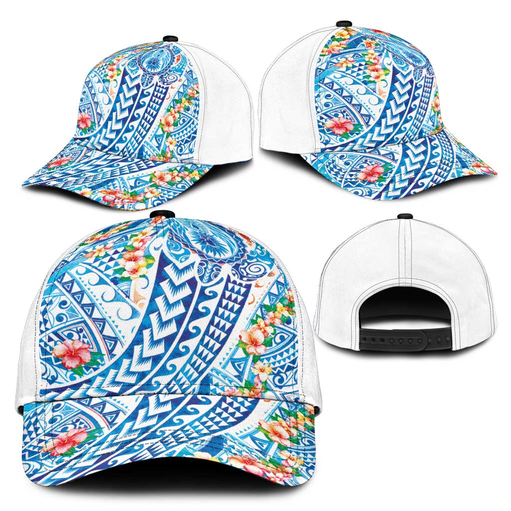 Hawaiian Turtle and Lei Classic Cap Tribal Kakau and Tropical Plants Watercolor Style LT03 - Polynesian Pride