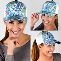 Hawaiian Turtle and Lei Classic Cap Tribal Kakau and Tropical Plants Watercolor Style LT03 - Polynesian Pride