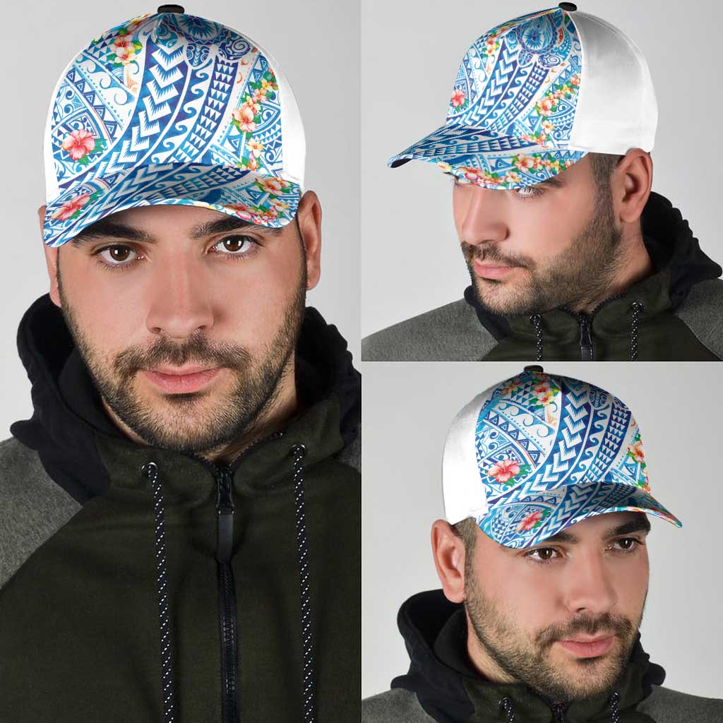 Hawaiian Turtle and Lei Classic Cap Tribal Kakau and Tropical Plants Watercolor Style LT03 - Polynesian Pride