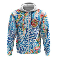 Hawaiian Turtle and Lei Hoodie Tribal Kakau and Tropical Plants Human Heart LT03 Zip Hoodie Multicolor - Polynesian Pride