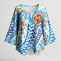 Hawaiian Turtle and Lei Kimono Sleeve Blouse Tribal Kakau and Tropical Plants Human Heart LT03 Female Multicolor - Polynesian Pride