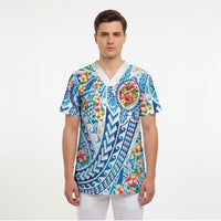 Hawaiian Turtle and Lei Scrub Top Tribal Kakau and Tropical Plants Human Heart LT03 - Polynesian Pride