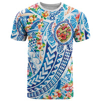 Hawaiian Turtle and Lei T Shirt Tribal Kakau and Tropical Plants Human Heart LT03 Multicolor - Polynesian Pride