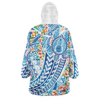 Hawaiian Turtle and Lei Wearable Blanket Hoodie Tribal Kakau and Tropical Plants Human Heart LT03 - Polynesian Pride